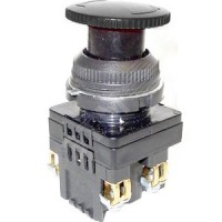 Выключатель кнопочный КЕ-141 У2 исп.5 черный 1р грибовидный с фиксацией IP54 10А 660В (529348)